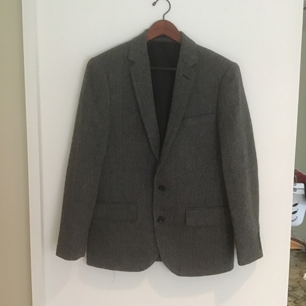 J.Crew Ludlow Blazer 38S Grey Herringbone 100% Wool Italian Sport Coat Jacket